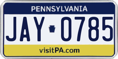 PA license plate JAY0785