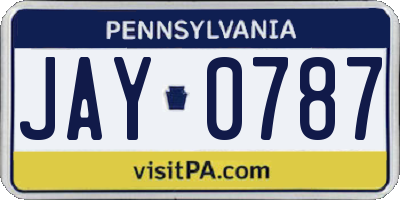 PA license plate JAY0787