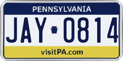 PA license plate JAY0814
