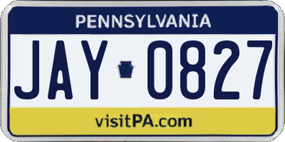 PA license plate JAY0827