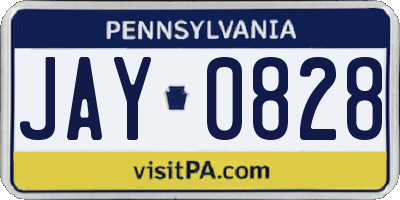 PA license plate JAY0828