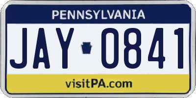 PA license plate JAY0841