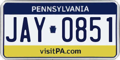 PA license plate JAY0851