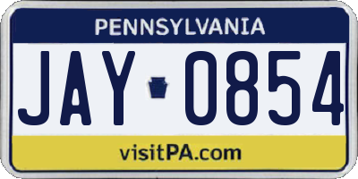 PA license plate JAY0854