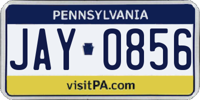 PA license plate JAY0856