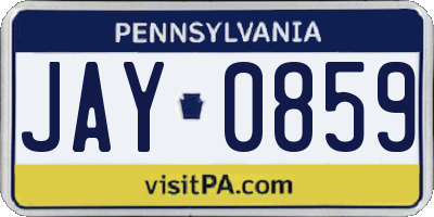 PA license plate JAY0859