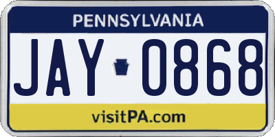 PA license plate JAY0868