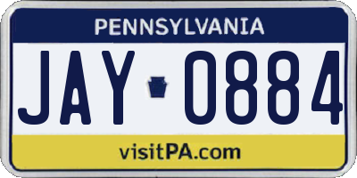 PA license plate JAY0884