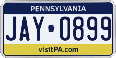 PA license plate JAY0899