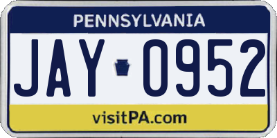 PA license plate JAY0952