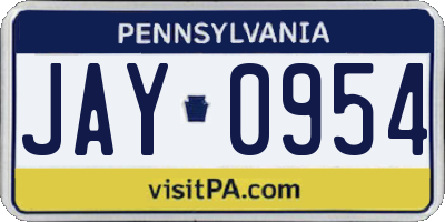 PA license plate JAY0954