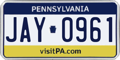 PA license plate JAY0961