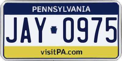 PA license plate JAY0975