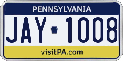 PA license plate JAY1008