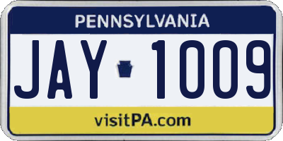 PA license plate JAY1009