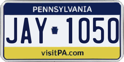 PA license plate JAY1050