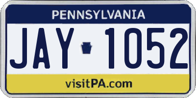 PA license plate JAY1052