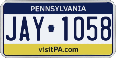 PA license plate JAY1058
