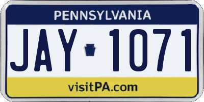 PA license plate JAY1071