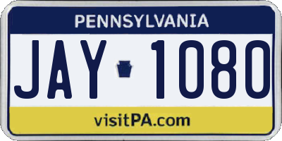 PA license plate JAY1080