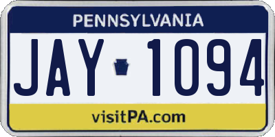 PA license plate JAY1094