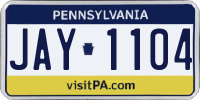 PA license plate JAY1104