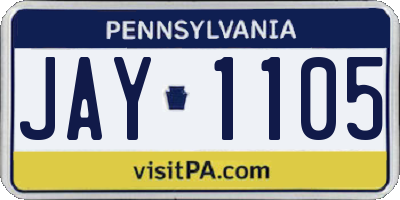 PA license plate JAY1105