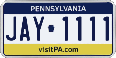 PA license plate JAY1111