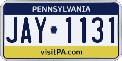 PA license plate JAY1131