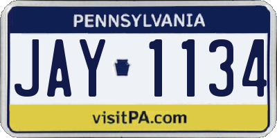 PA license plate JAY1134