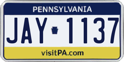 PA license plate JAY1137