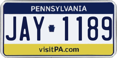 PA license plate JAY1189