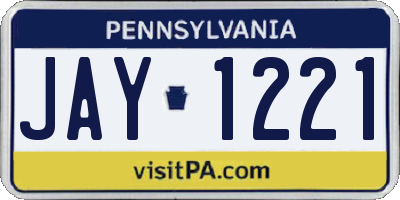 PA license plate JAY1221