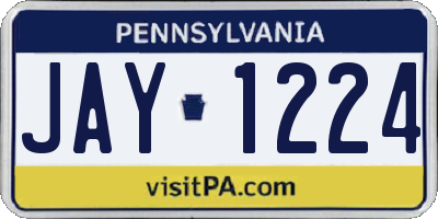 PA license plate JAY1224
