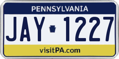 PA license plate JAY1227