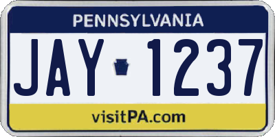 PA license plate JAY1237