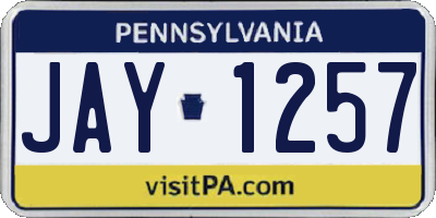 PA license plate JAY1257