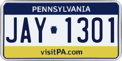 PA license plate JAY1301
