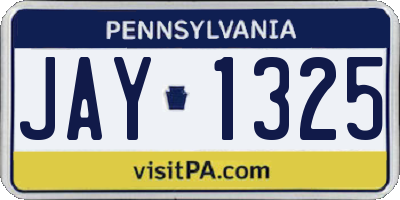 PA license plate JAY1325