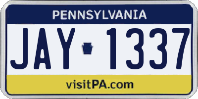 PA license plate JAY1337