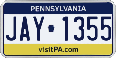 PA license plate JAY1355