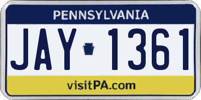 PA license plate JAY1361
