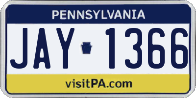 PA license plate JAY1366