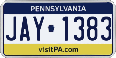PA license plate JAY1383