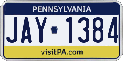 PA license plate JAY1384