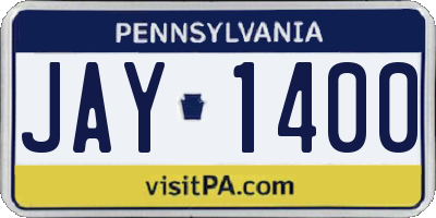 PA license plate JAY1400