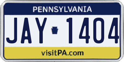 PA license plate JAY1404