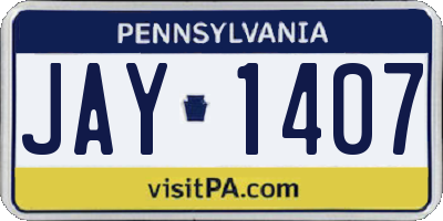PA license plate JAY1407
