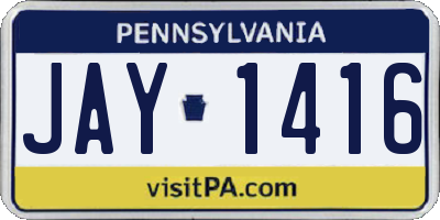 PA license plate JAY1416