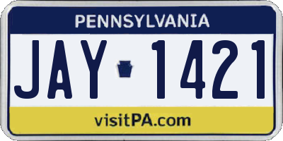 PA license plate JAY1421
